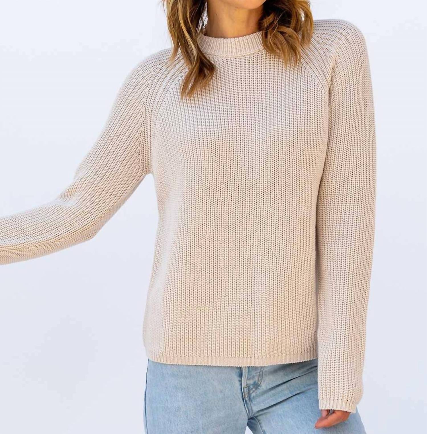 Pura Cashmere - Cotton Fisherman Crew - beige - clothing - cotton