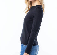 Pura Cashmere - Worsted Cashmere Crew - black - cashmere - clothing