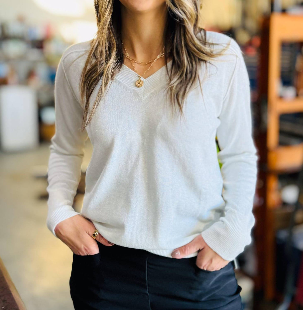 Pure Amici - Lurex V-neck