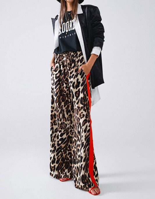 Q2 - Leopard Straight Pants - animal - brown - clothing