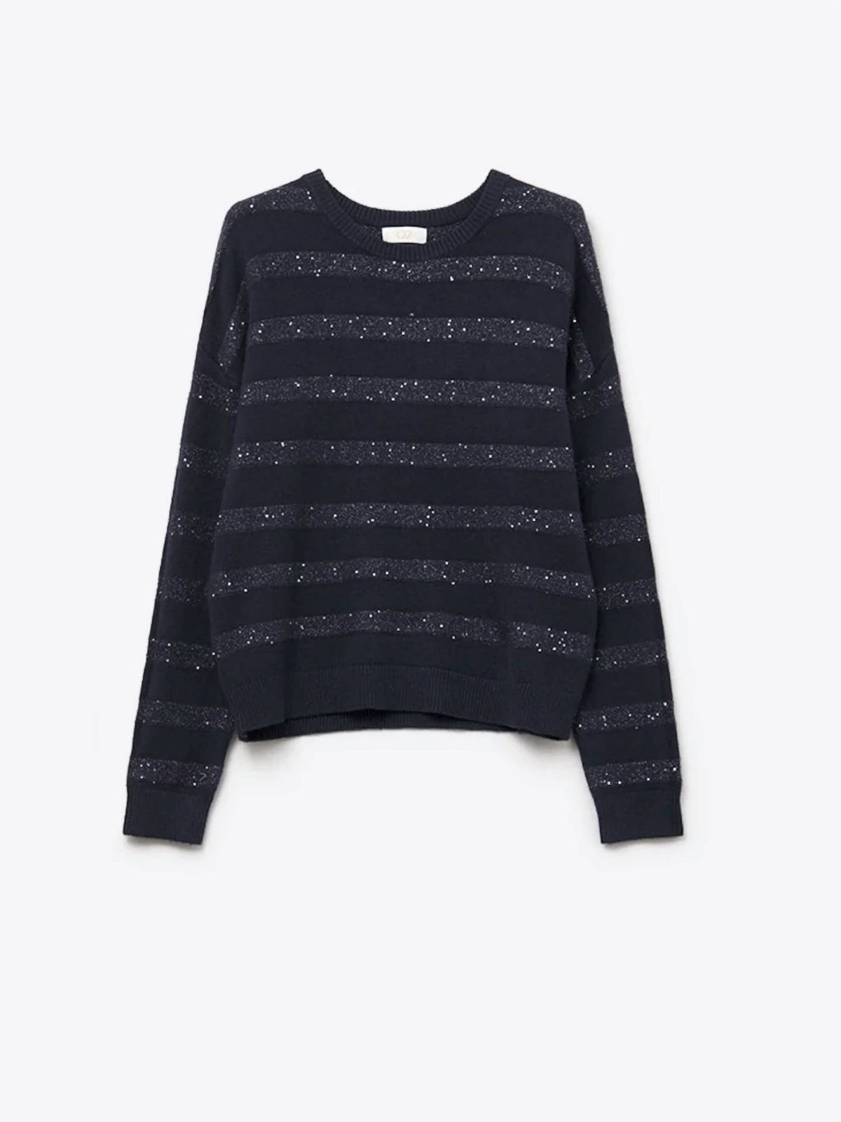 Q2 - Striped Knit Sweater With Sequin