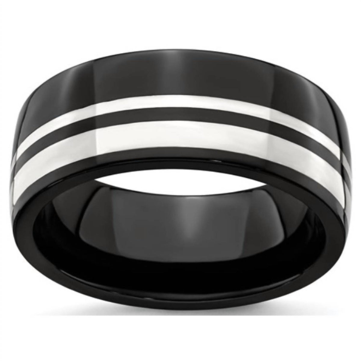 Quality Gold - Men's Titanium And Sterling Silver Ring