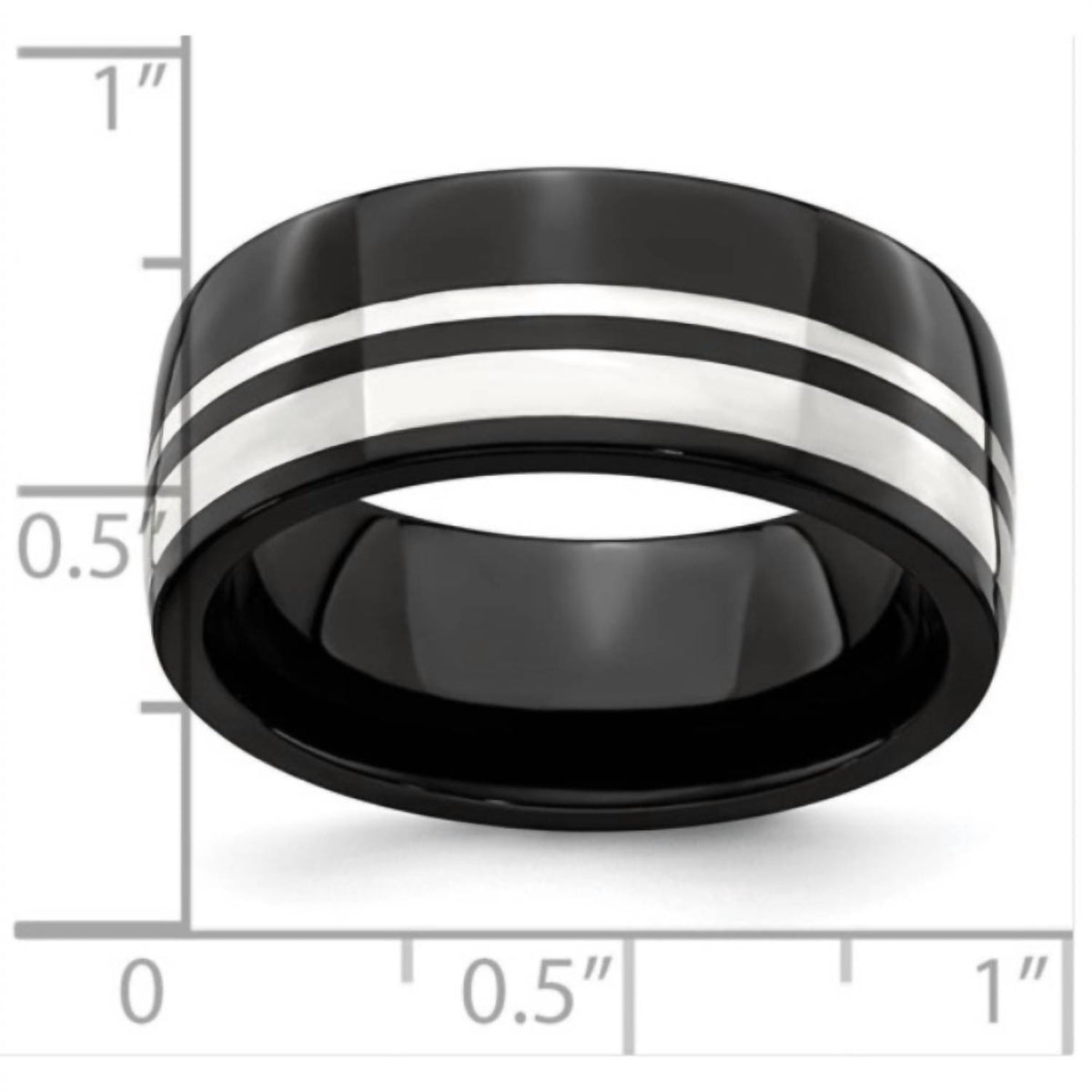 Quality Gold - Men's Titanium And Sterling Silver Ring