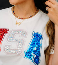 Queen Of Sparkles - Beaded 'usa' Tee - clothing - graphic - shirts