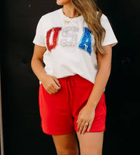 Queen Of Sparkles - Beaded 'usa' Tee - clothing - graphic - shirts