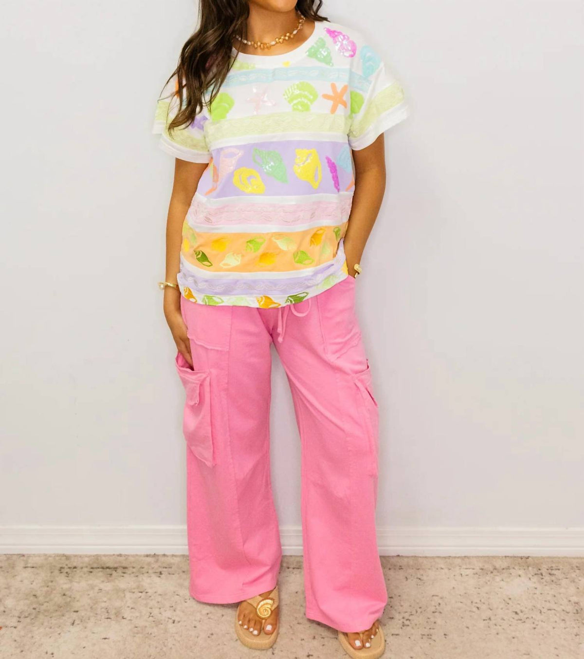 Queen Of Sparkles - Colorblock Stripe Shell Tee