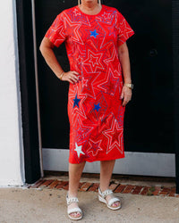 Queen Of Sparkles - Groovy Star Midi Tee Dress - clothing - dresses - midi