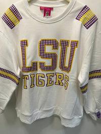 Queen Of Sparkles - Lsu Gingham Words Jersey Sweatshirt