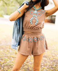 Queen Of Sparkles - Necklace Top - brown - clothing - crop - tops