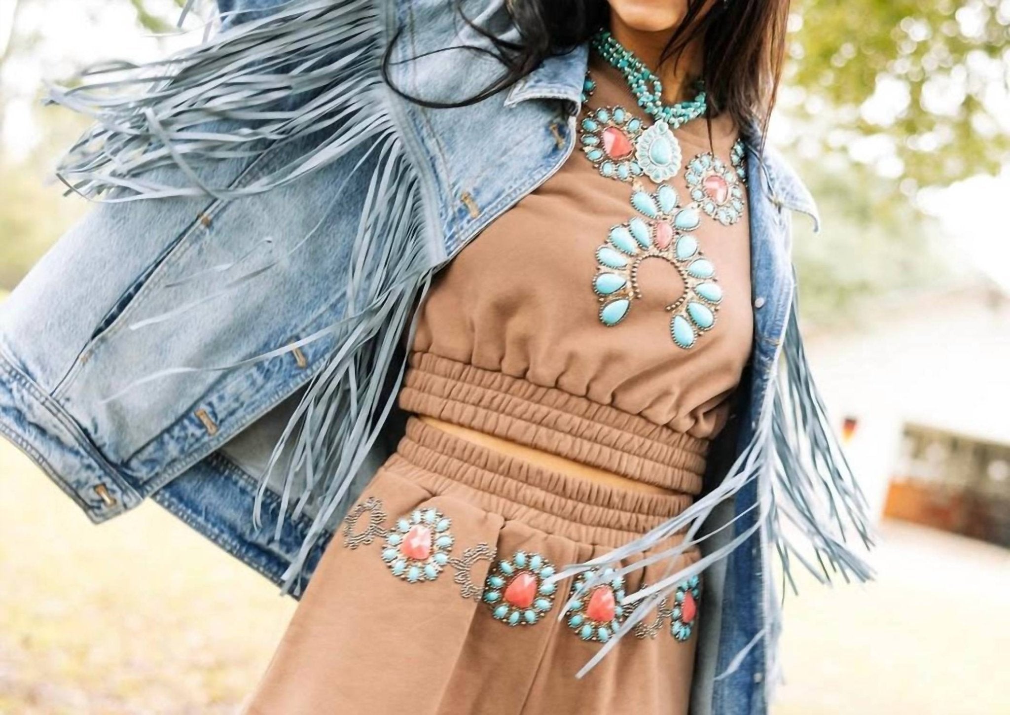 Queen Of Sparkles - Necklace Top - brown - clothing - crop - tops