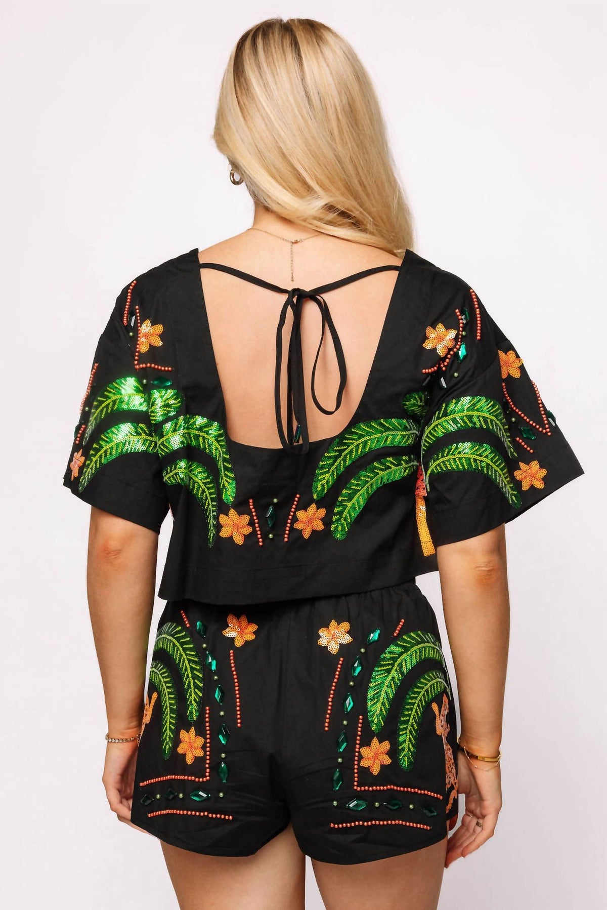 Queen Of Sparkles - Palm Tree And Jaguar Top