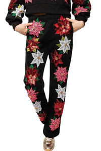 Queen Of Sparkles - Poinsettia Pull-on Sweatpants