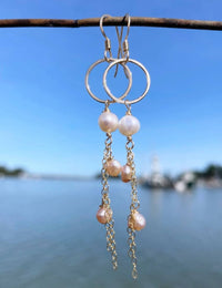 Quinn Sharp Jewelry - Pearl Chain Dangles Earrings - earrings - jewelry - pearl