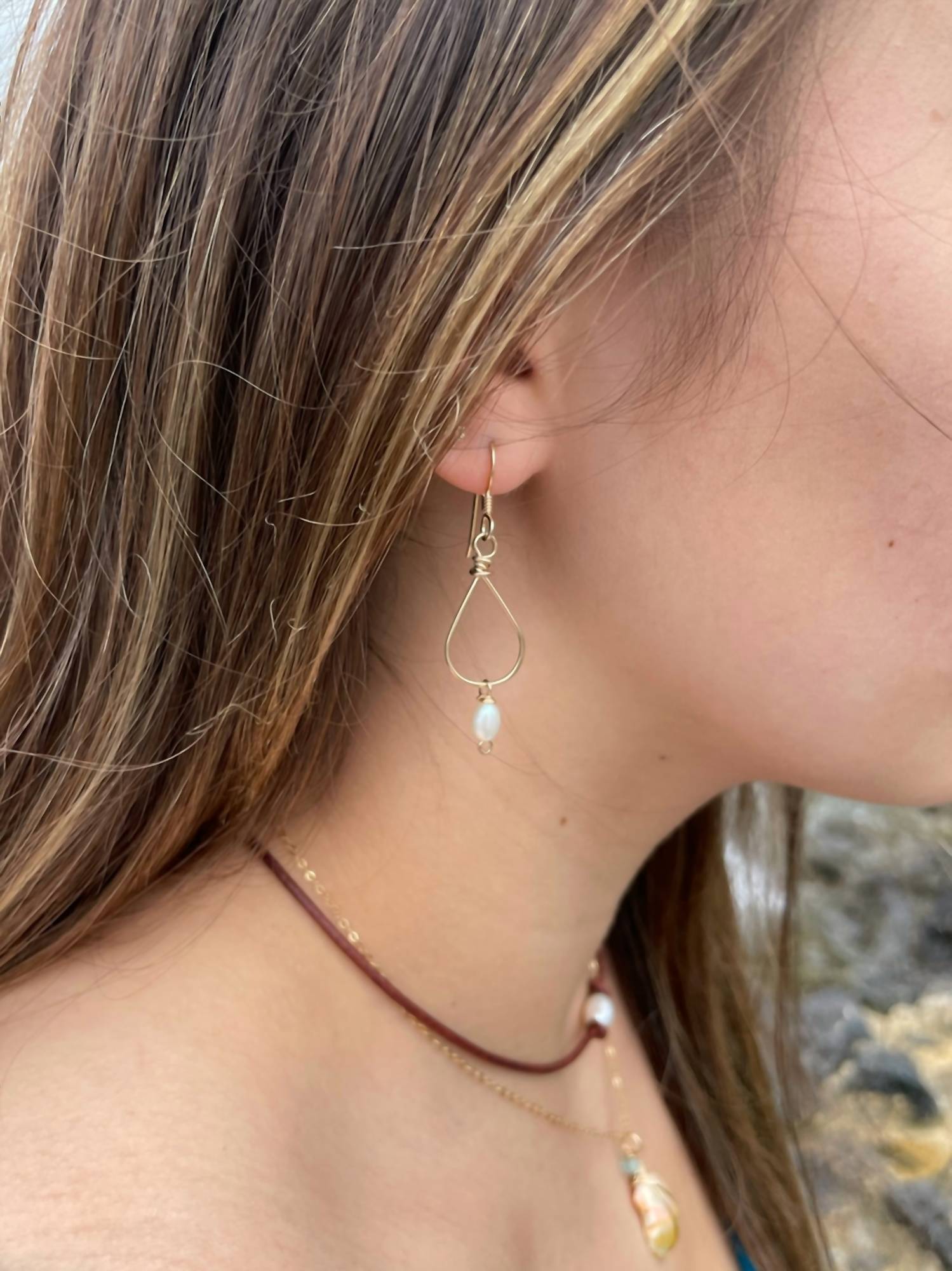 Quinn Sharp Jewelry - Small Teardrop Freshwater Pearl Earrings - earrings - jewelry - pearl
