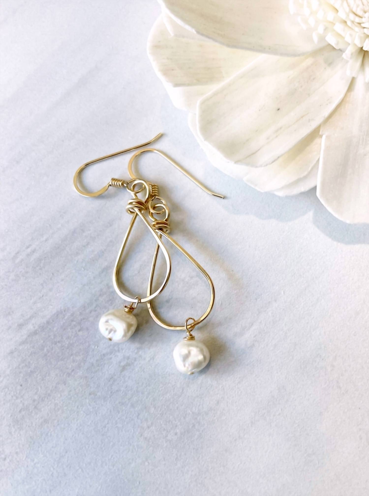 Quinn Sharp Jewelry - Small Teardrop Freshwater Pearl Earrings - earrings - jewelry - pearl