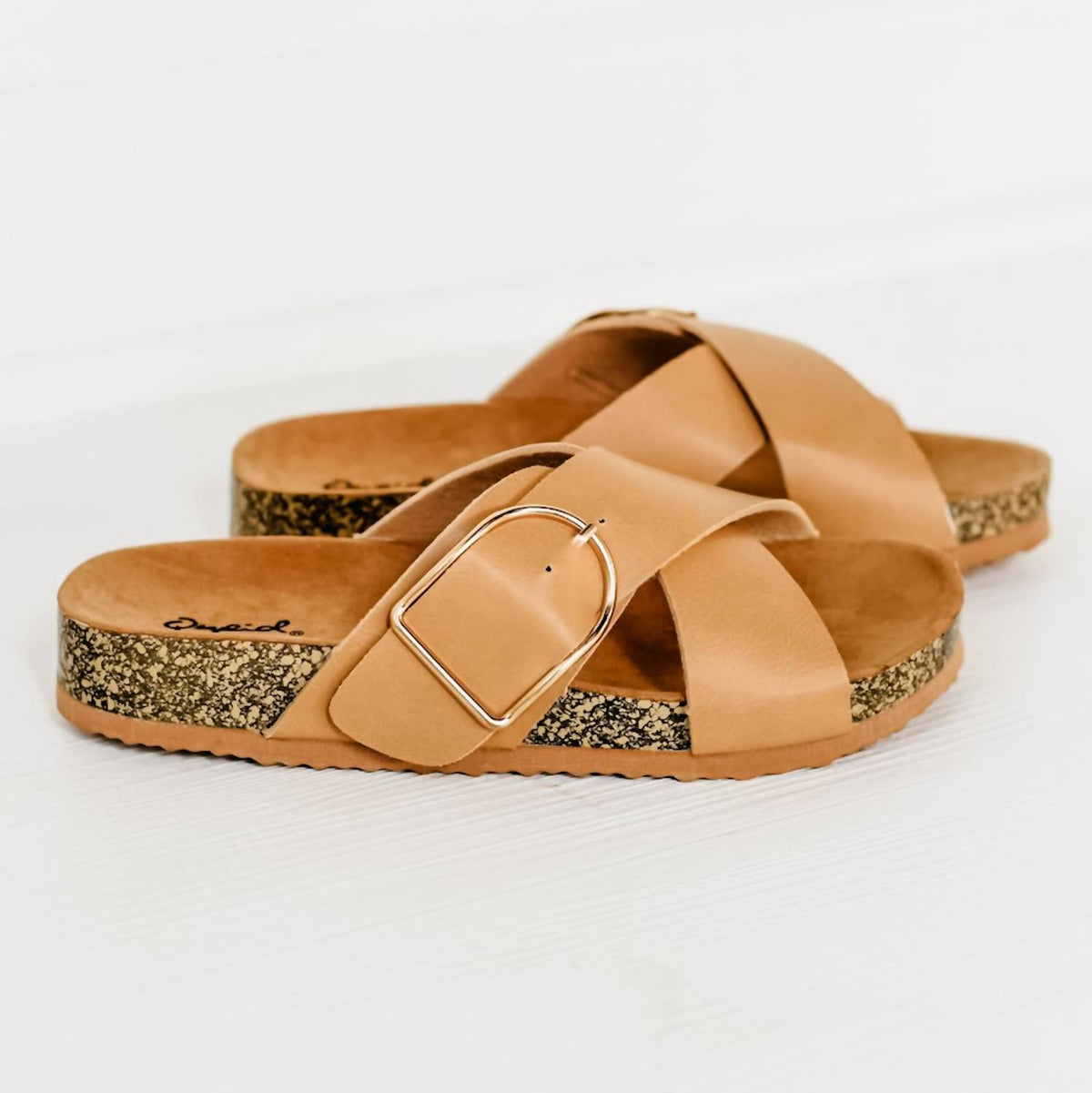 Qupid - Women's Buckle X-band Slip On Sandals