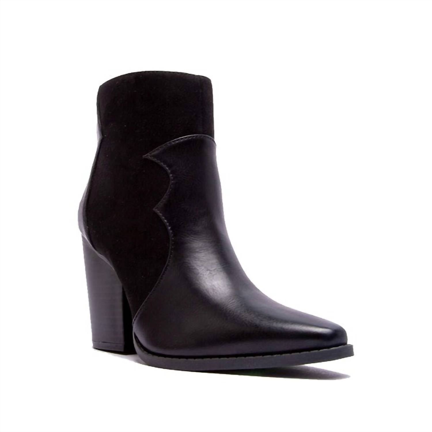 Qupid - Women's Western Chic Block Heel Booties - ankle - boots - black - booties