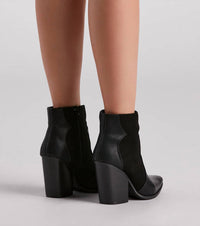 Qupid - Women's Western Chic Block Heel Booties - ankle - boots - black - booties