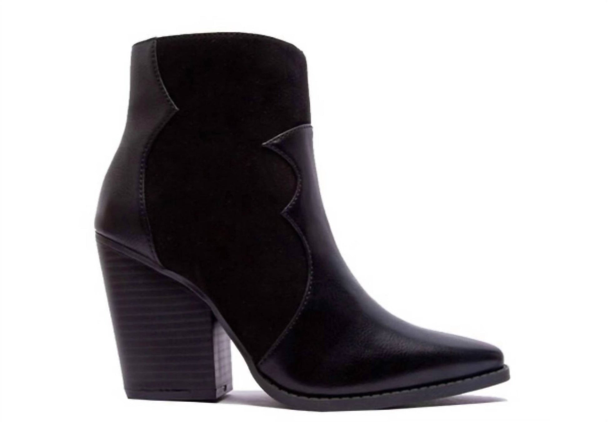 Qupid - Women's Western Chic Block Heel Booties - ankle - boots - black - booties