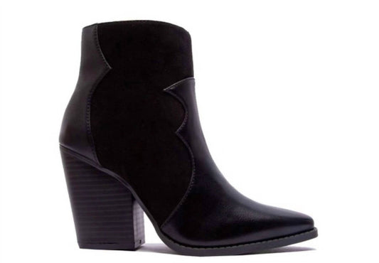 Qupid - Women's Western Chic Block Heel Booties - ankle - boots - black - booties