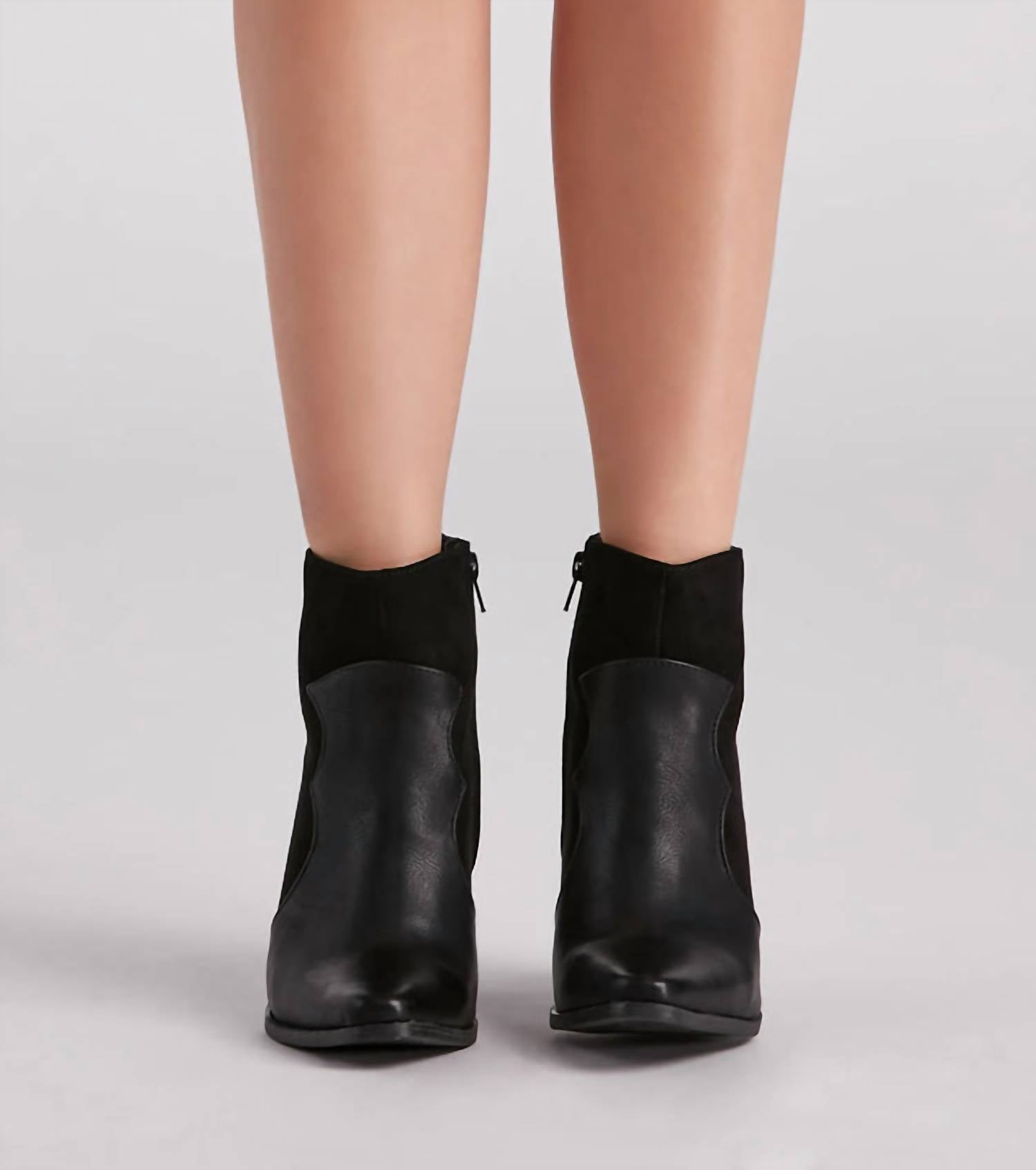 Qupid - Women's Western Chic Block Heel Booties - ankle - boots - black - booties