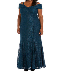 R&M Richards - Off The Shoulder Fishtail Evening Gown