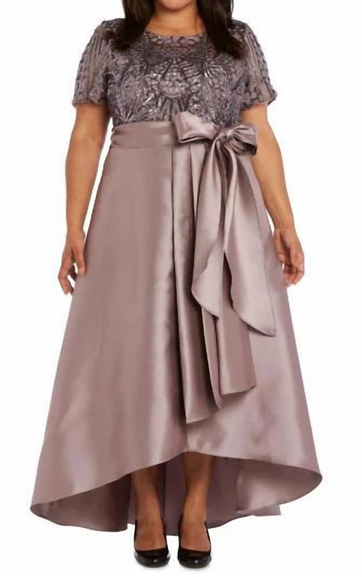 R&M Richards - Sequin Bow-front Dress - Plus