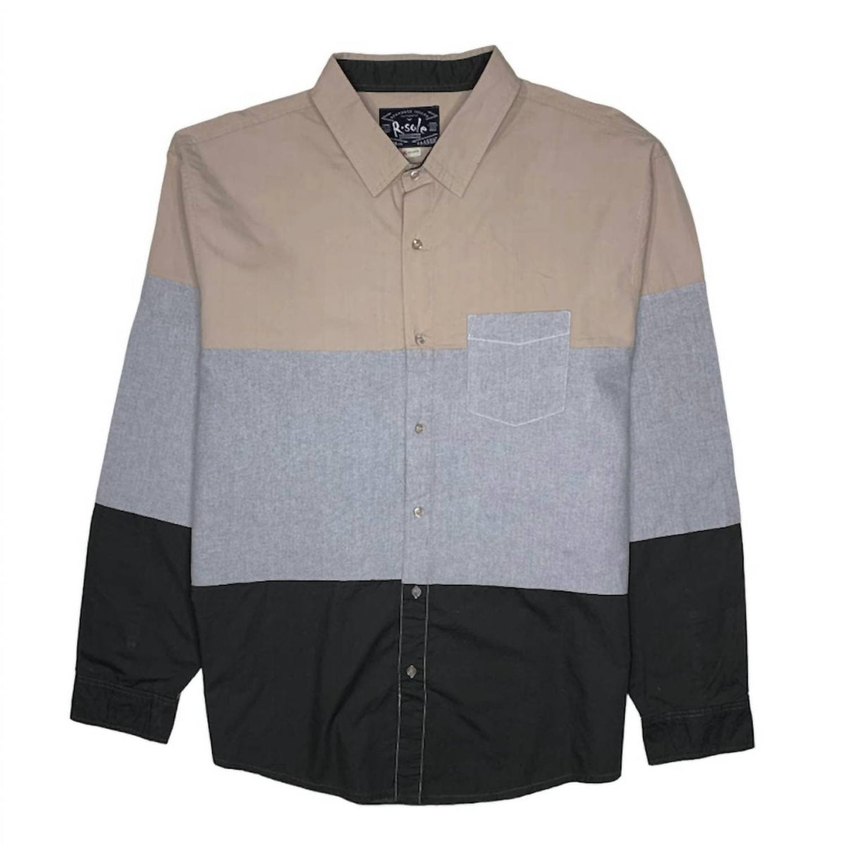 R.Sole - MEN'S TRI COLOR BLOCK LS BUTTON-UP SHIRT