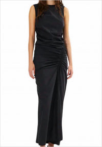 Rabens Saloner - Bibber Papery Fitted Maxi Dress - black - clothing - cotton - blend