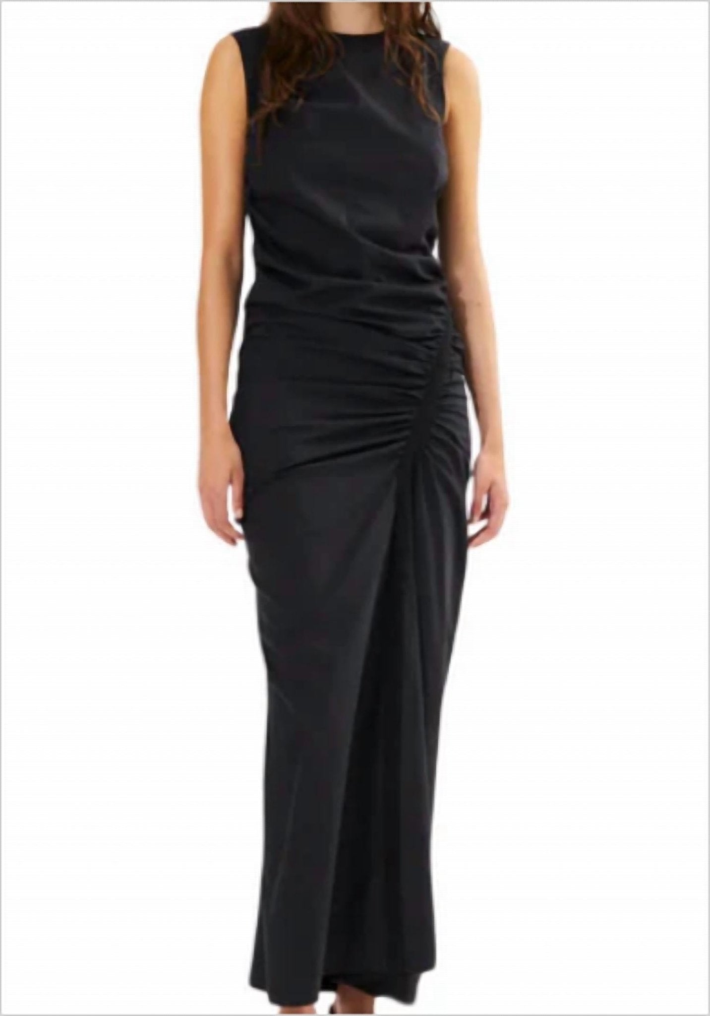 Rabens Saloner - Bibber Papery Fitted Maxi Dress - black - clothing - cotton - blend