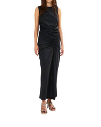 Rabens Saloner - Bibber Papery Fitted Maxi Dress - black - clothing - cotton - blend
