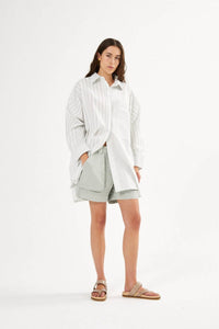 Rabens Saloner - Nata Canvas Short - clothing - cotton - grey