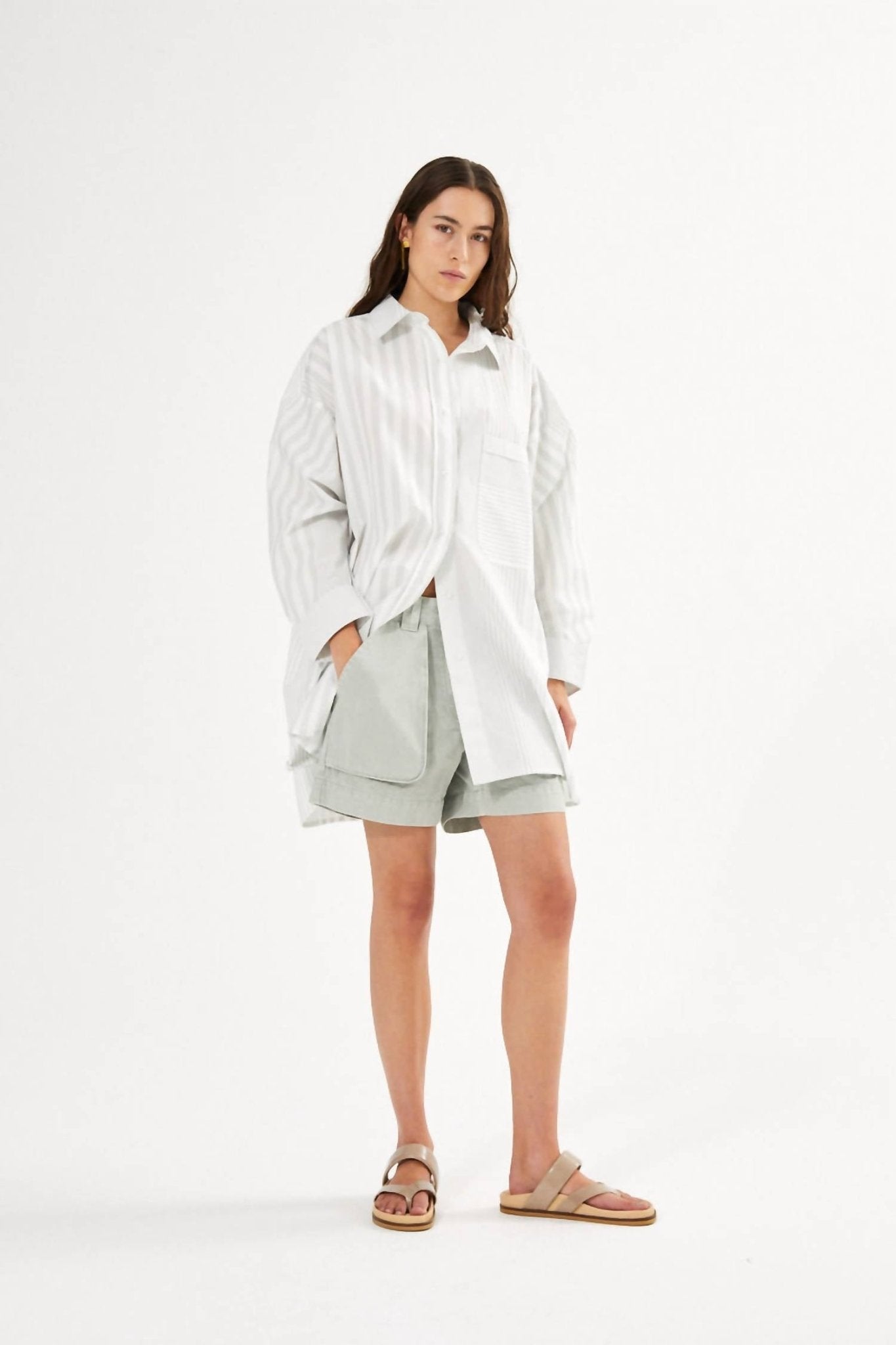 Rabens Saloner - Nata Canvas Short - clothing - cotton - grey