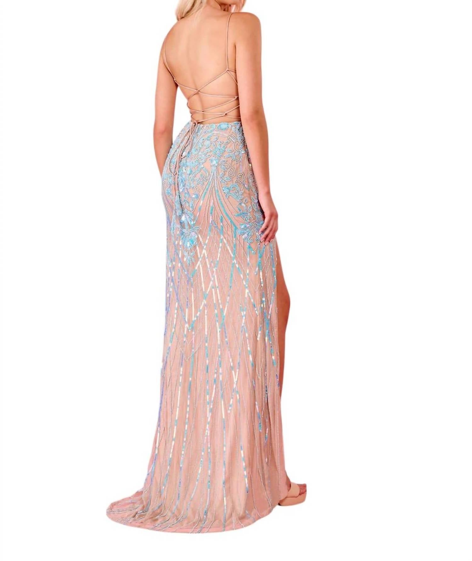 Rachel Allan - Fitted Column Prom Dress - blue - clothing - dresses
