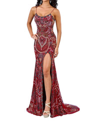 Rachel Allan - Fully Beaded Tulle Prom Dress - clothing - dresses - patterned