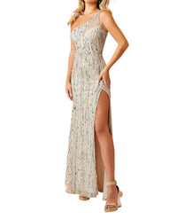 Rachel Allan - Glimmering Effect One - shoulder Prom Dress - clothing - dresses - patterned