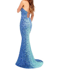 Rachel Allan - Halter Lace Back Prom Dress - blue - clothing - dresses