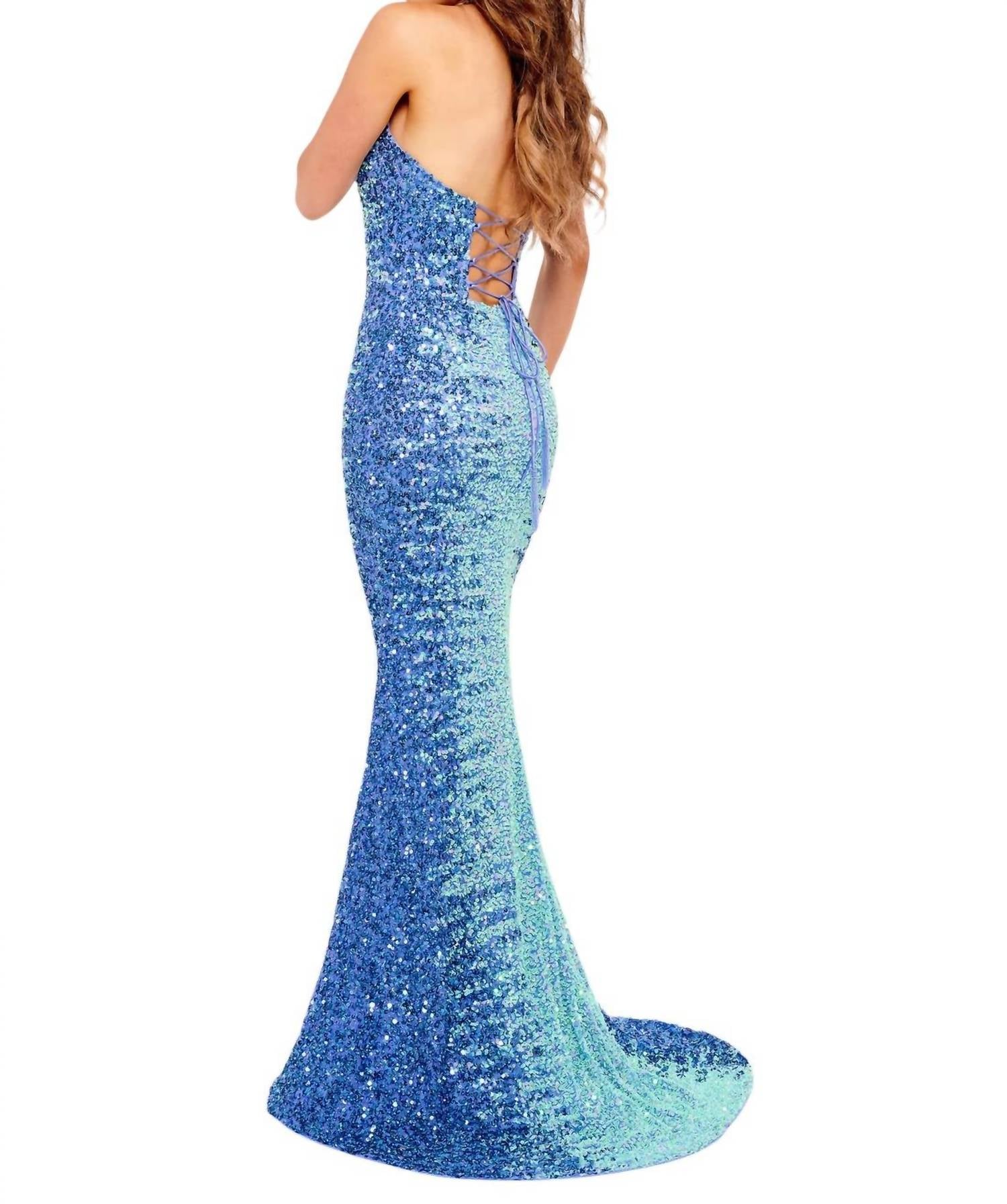 Rachel Allan - Halter Lace Back Prom Dress - blue - clothing - dresses