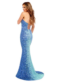 Rachel Allan - Halter Lace Back Prom Dress - blue - clothing - dresses