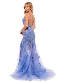 Rachel Allan - Lace Trumpet Prom Dress - blue - clothing - dresses