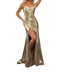 Rachel Allan - Luxurious Stretch Lamé Prom Dress - clothing - dresses - gold