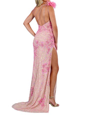 Rachel Allan - One Shoulder Feathered Prom Dress - clothing - dresses - patterned