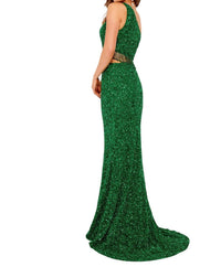 Rachel Allan - One Shoulder Fringe Overlay Prom Dress - clothing - dresses - green