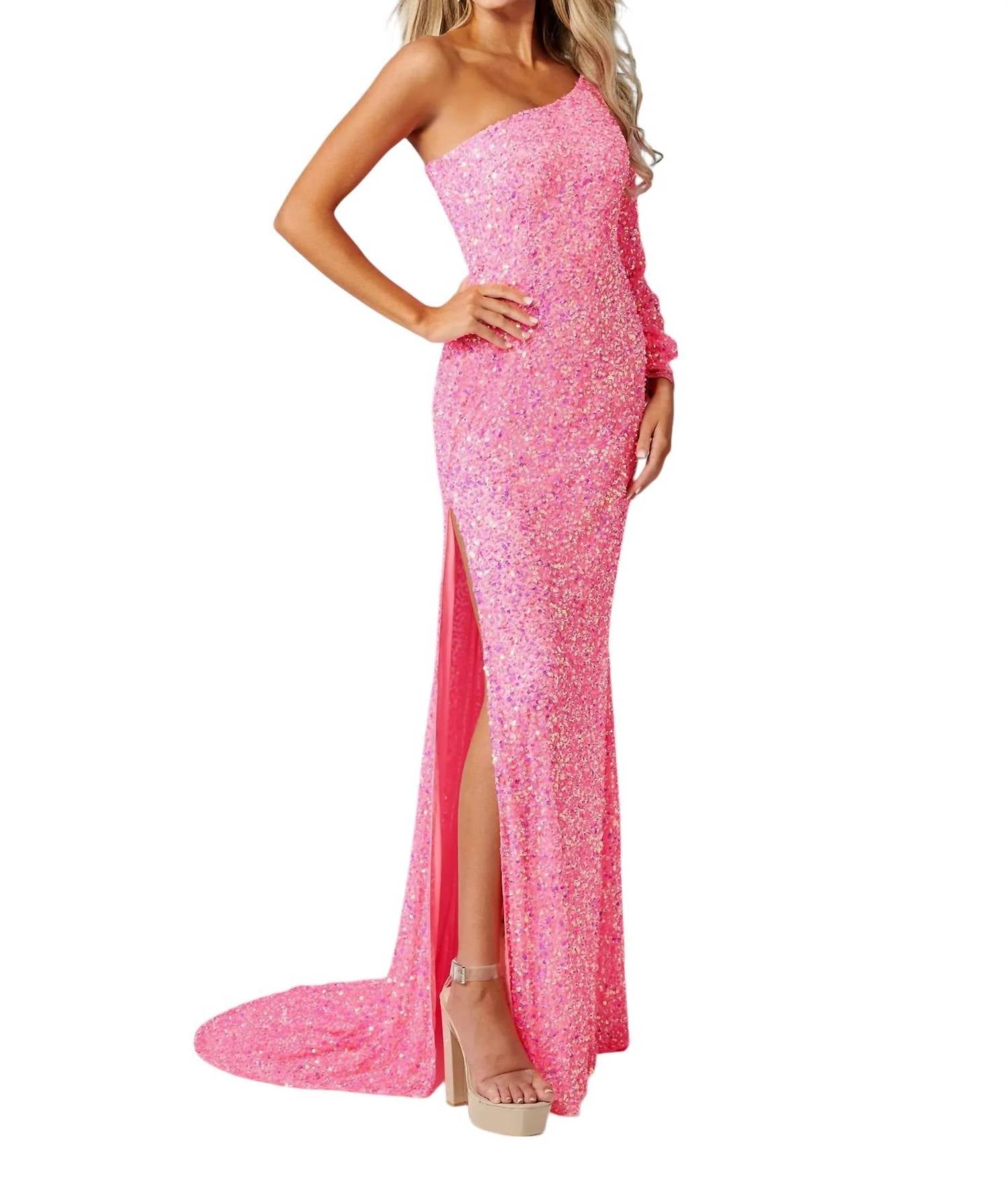 Rachel Allan - One Shoulder Sequins Prom Dress - clothing - dresses - patterned