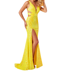 Rachel Allan - Open Strappy Back Prom Dress - clothing - dresses - patterned