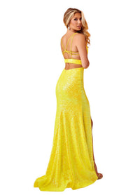 Rachel Allan - Open Strappy Back Prom Dress - clothing - dresses - patterned