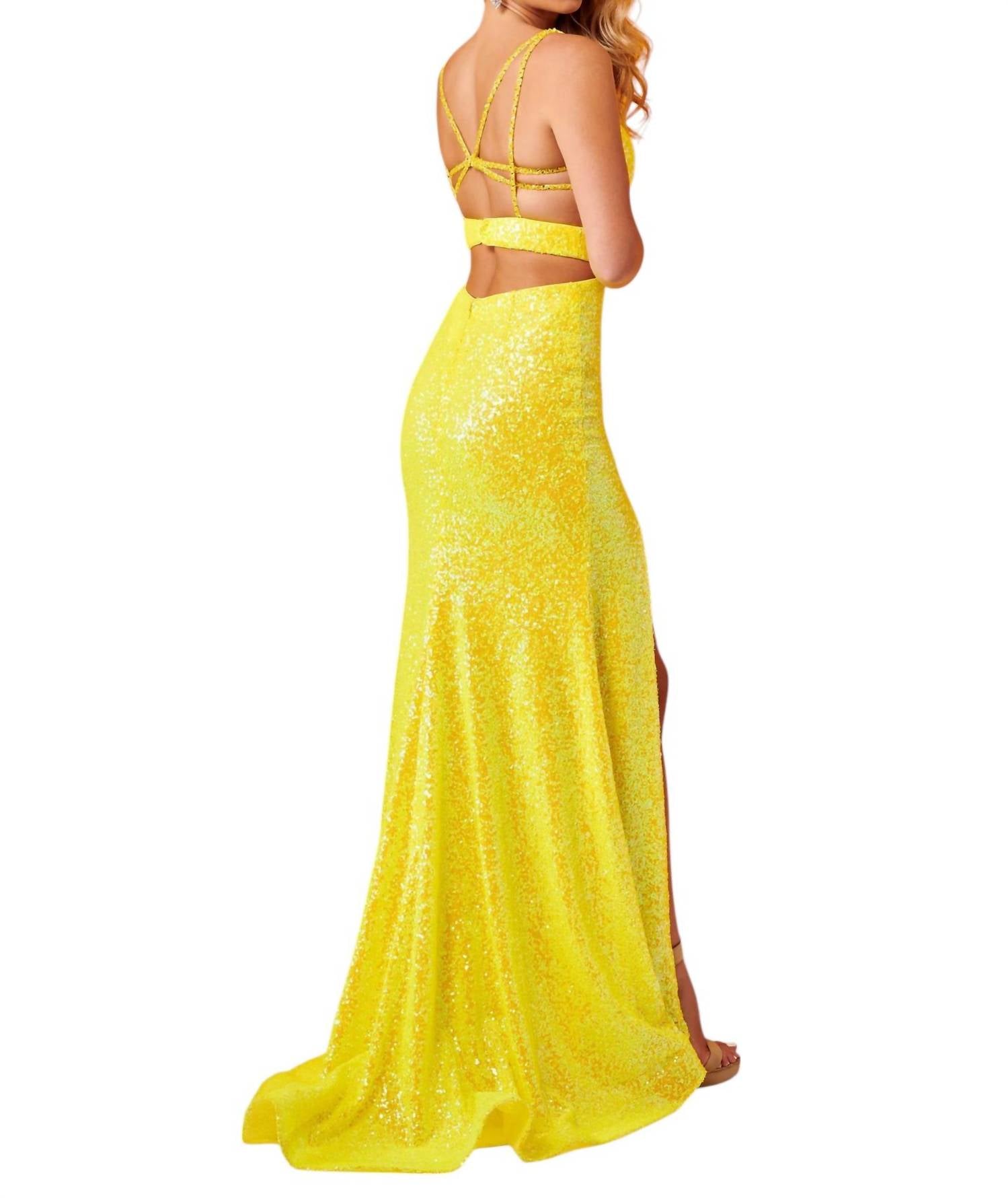 Rachel Allan - Open Strappy Back Prom Dress - clothing - dresses - patterned