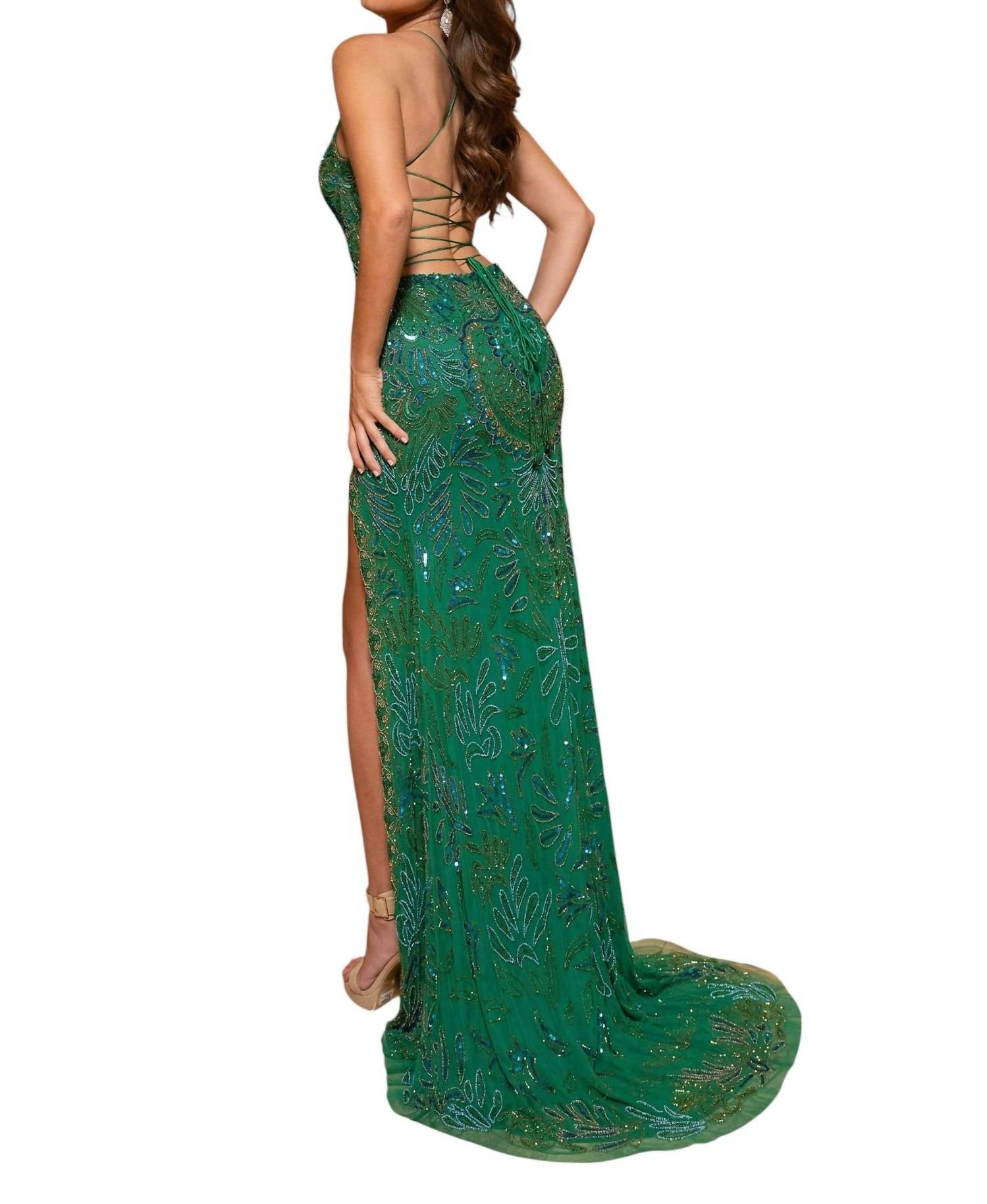 Rachel Allan - Sexy Lace Up Back Prom Dress - clothing - dresses - green