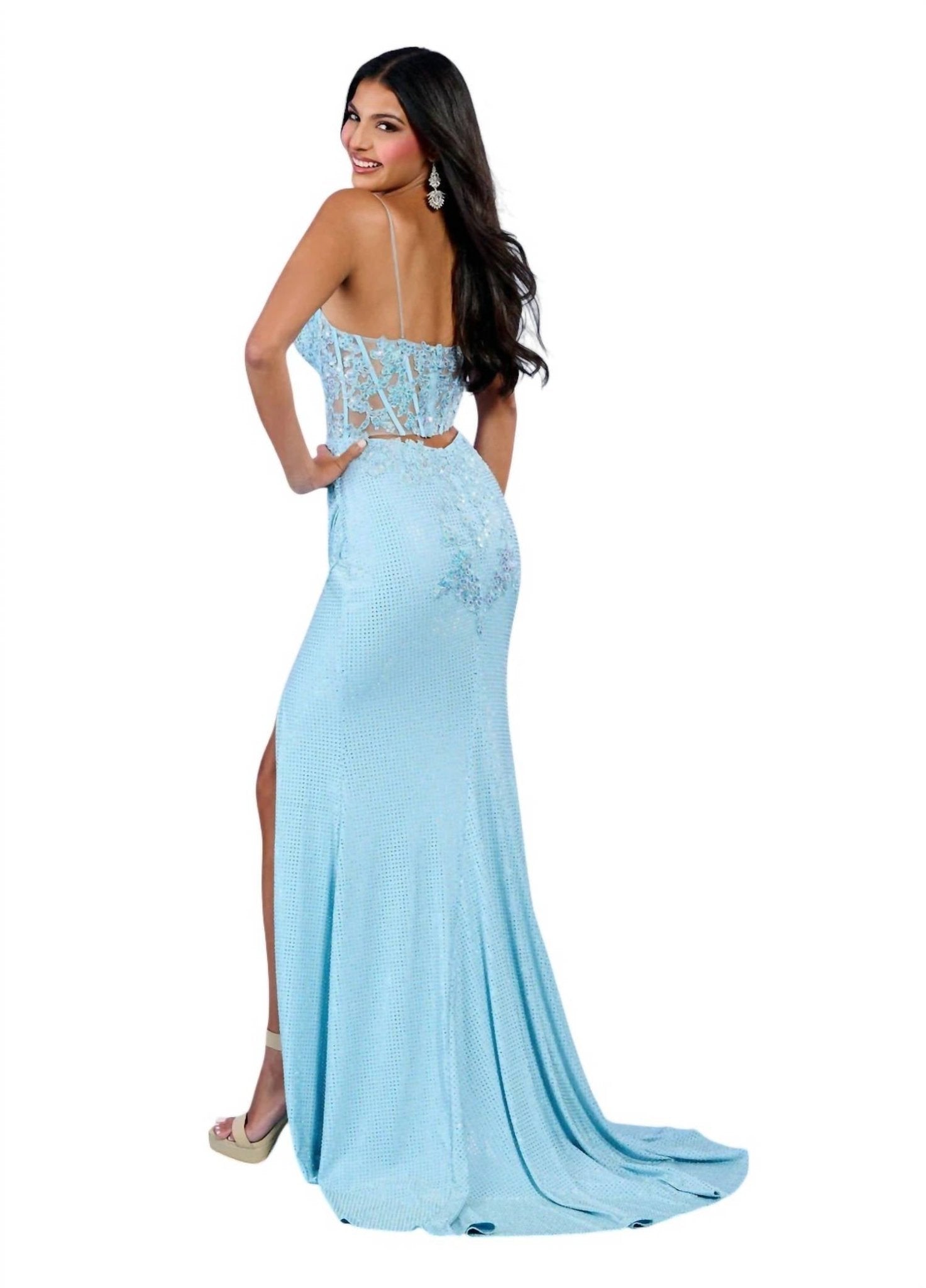 Rachel Allan - Strapless Curve - enhancing Corset Prom Dress - blue - clothing - dresses