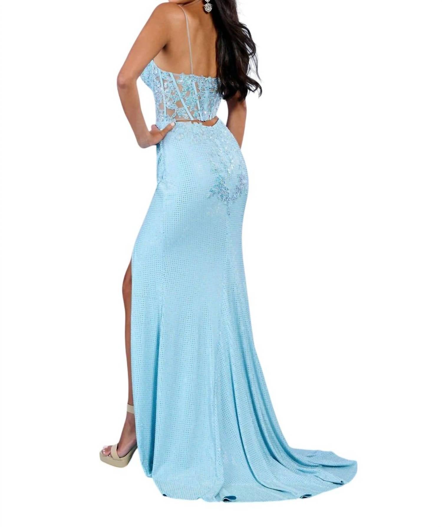 Rachel Allan - Strapless Curve - enhancing Corset Prom Dress - blue - clothing - dresses